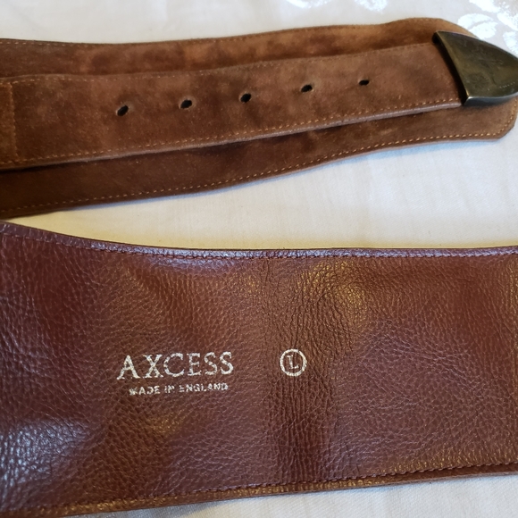 Vintage AXCESS Made in England Suede Leather Brass Belt main image 12